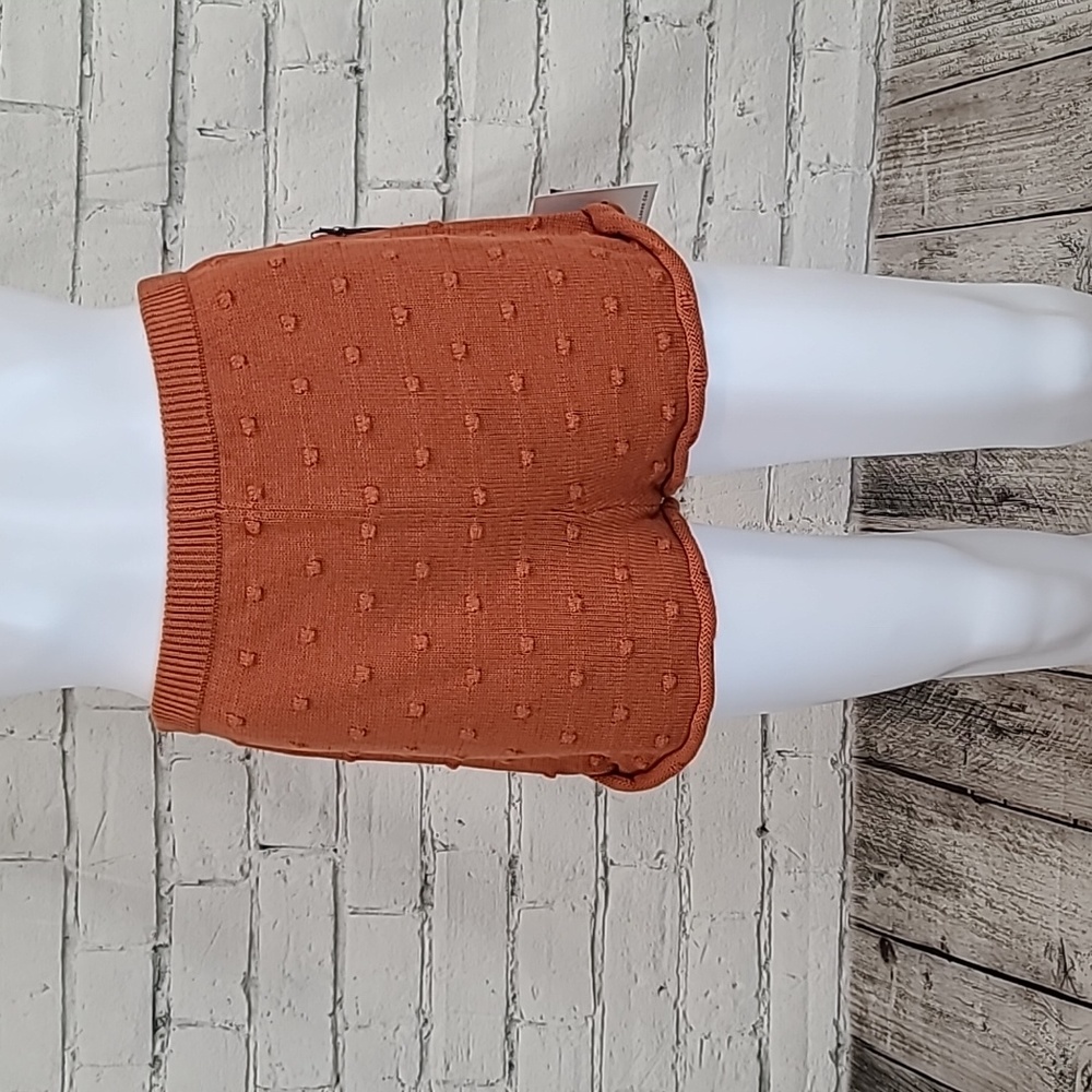 Callahan Winona Soft Cotton Nubby Knit High Rise Shorts in Burnt Orange - NWT